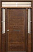 Puerta Moderna Lisa Exterior con 2 Fijos y Montante 